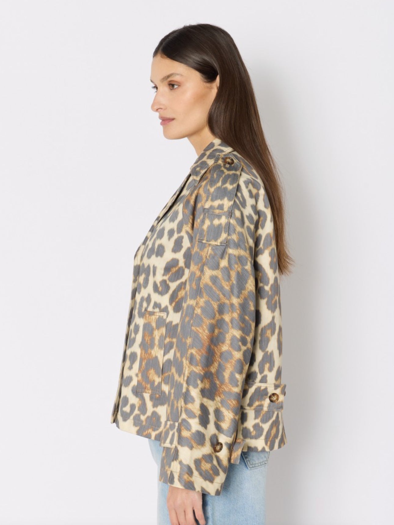 MURIEL | Trench court imprimé léopard
