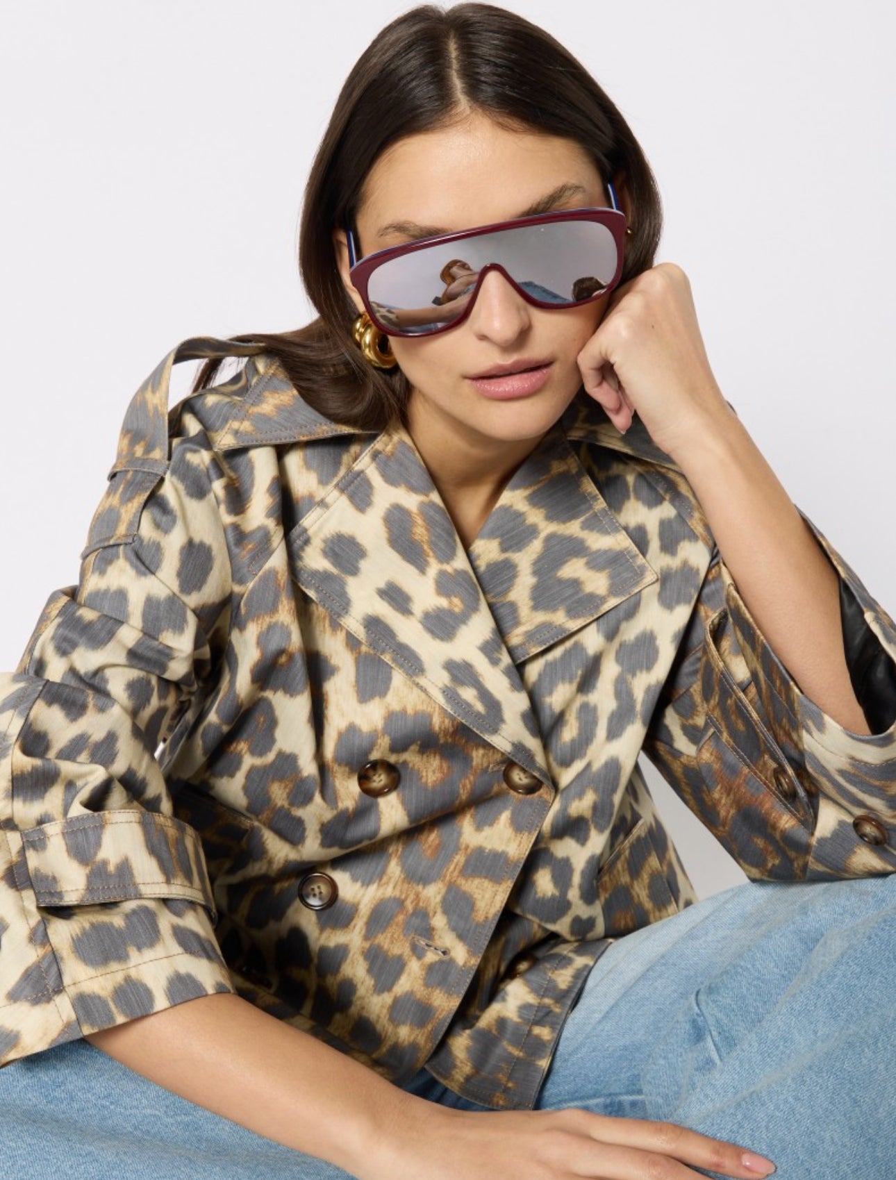 MURIEL | Trench court imprimé léopard