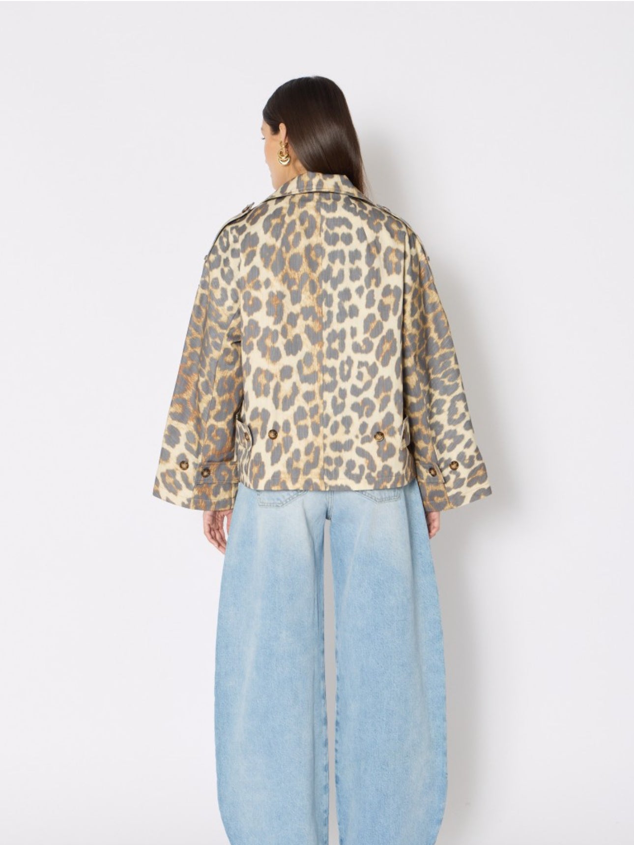 MURIEL | Trench court imprimé léopard