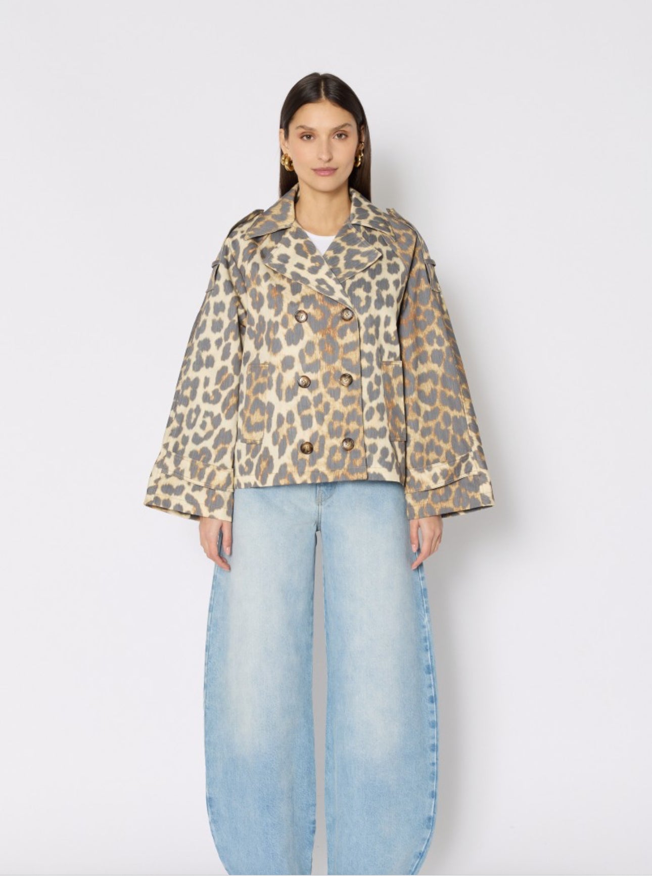 MURIEL | Trench court imprimé léopard