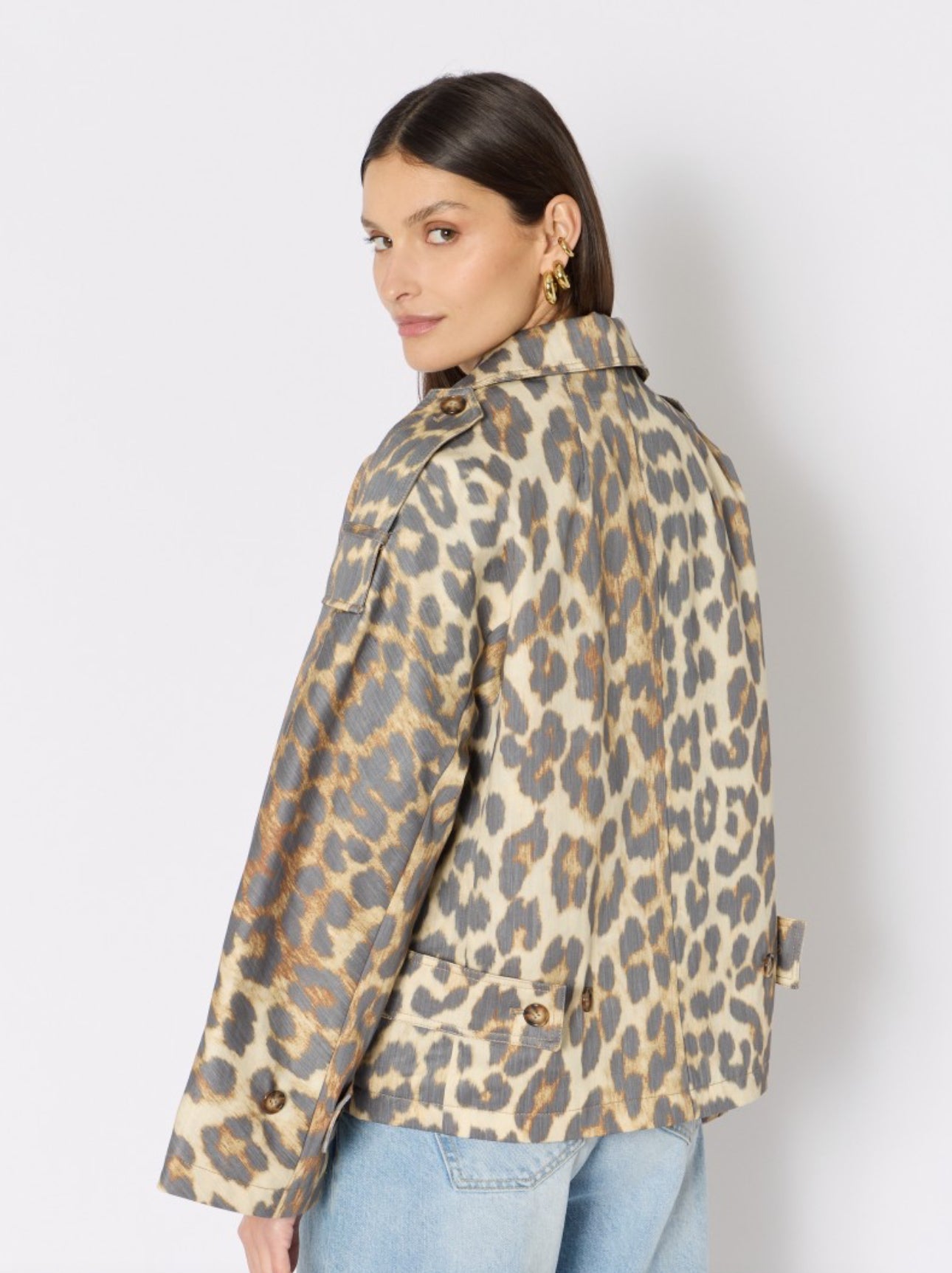 MURIEL | Trench court imprimé léopard