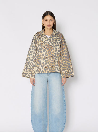 MURIEL | Trench court imprimé léopard